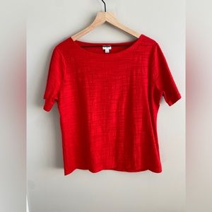 J. Crew Factory Crinkle open-neck tee in Red, Sz L - NWT